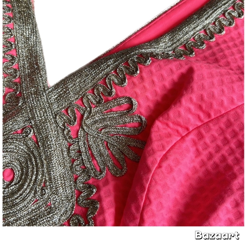 Lilly Pulitzer Junie Shift Dress Coral Reef Pink & Gold Tank Top Classy Wedding‎ - Picture 3 of 5